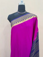 Magenta pink Plain Crepe Silk saree 1