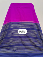 Magenta pink Plain Crepe Silk saree pallu