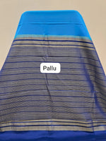 Blue plain Crepe Silk Saree pallu