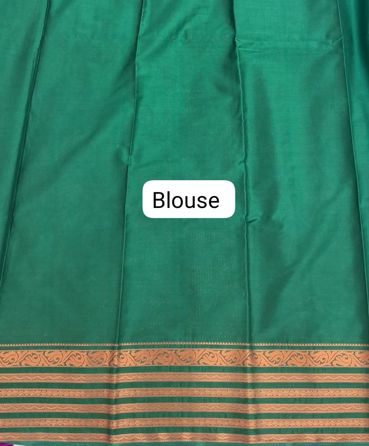 Rama Green Plain Crepe Silk Saree blouse