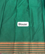 Rama Green Plain Crepe Silk Saree blouse