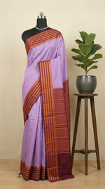 Lavender Plain Crepe Silk Saree 