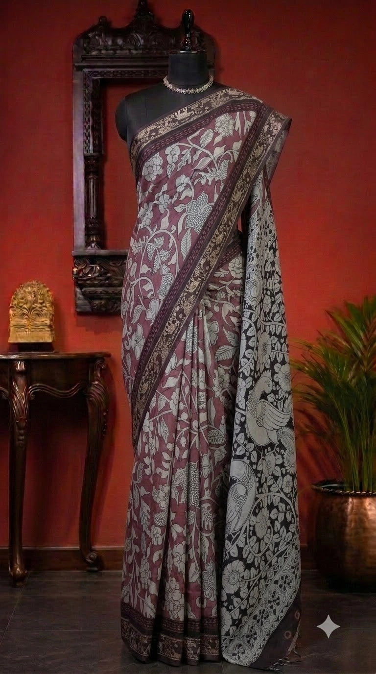 Rust Red Mysore Silk Saree