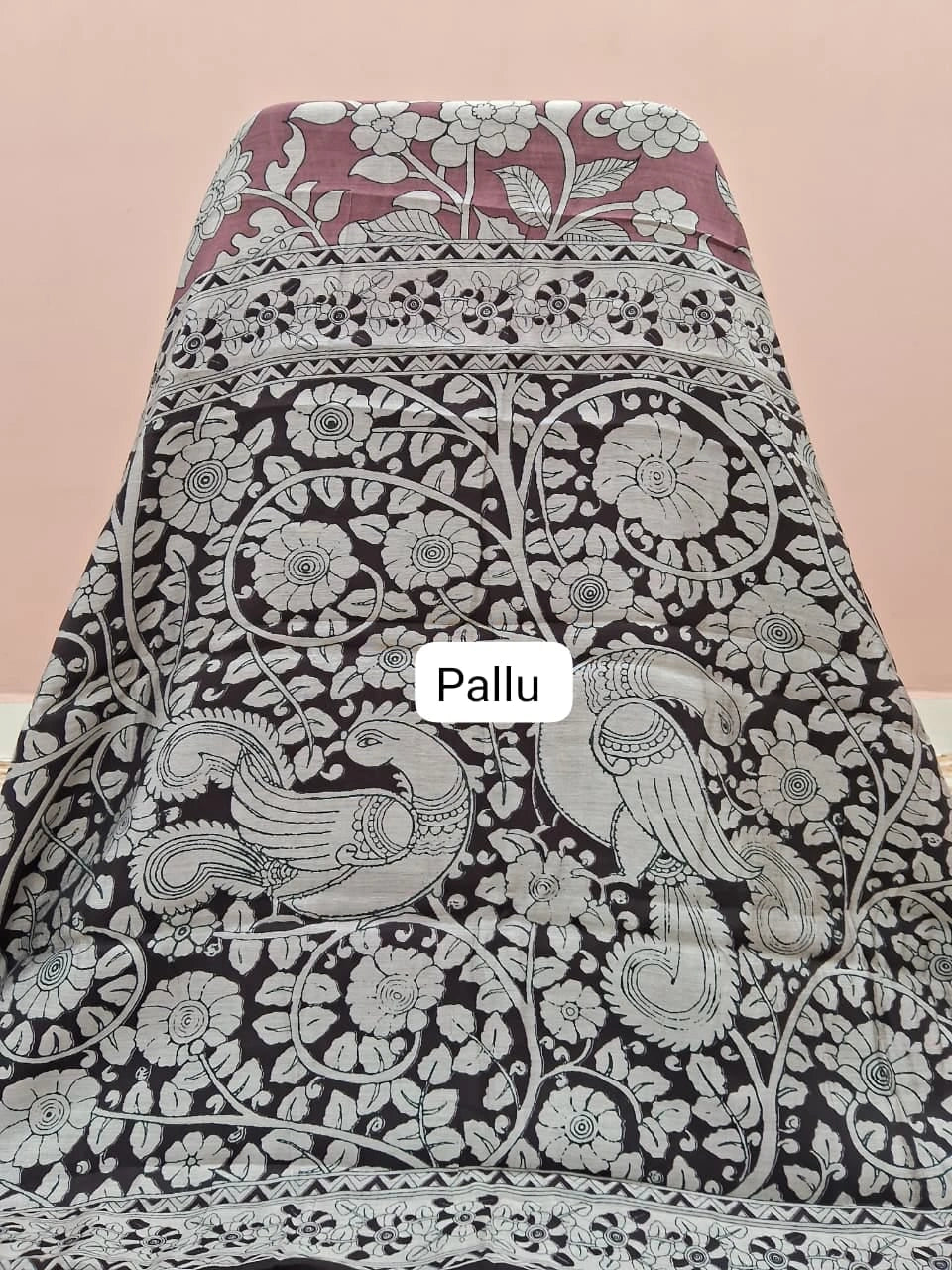 Rust Red Mysore Silk Saree pallu