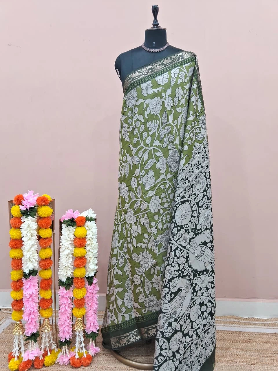 Leaf Green Mysore Silk Saree