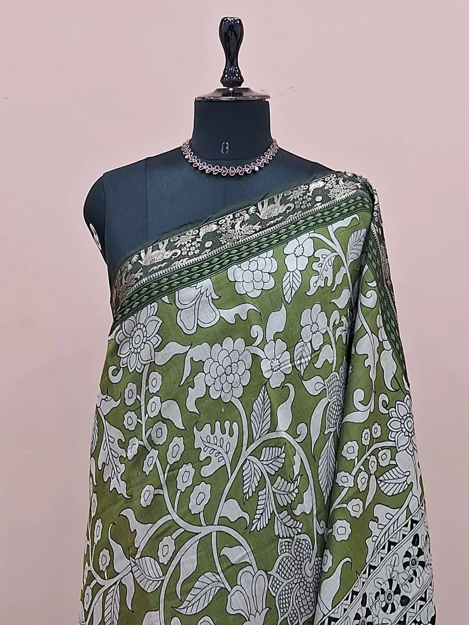Leaf Green Mysore Silk Saree 1