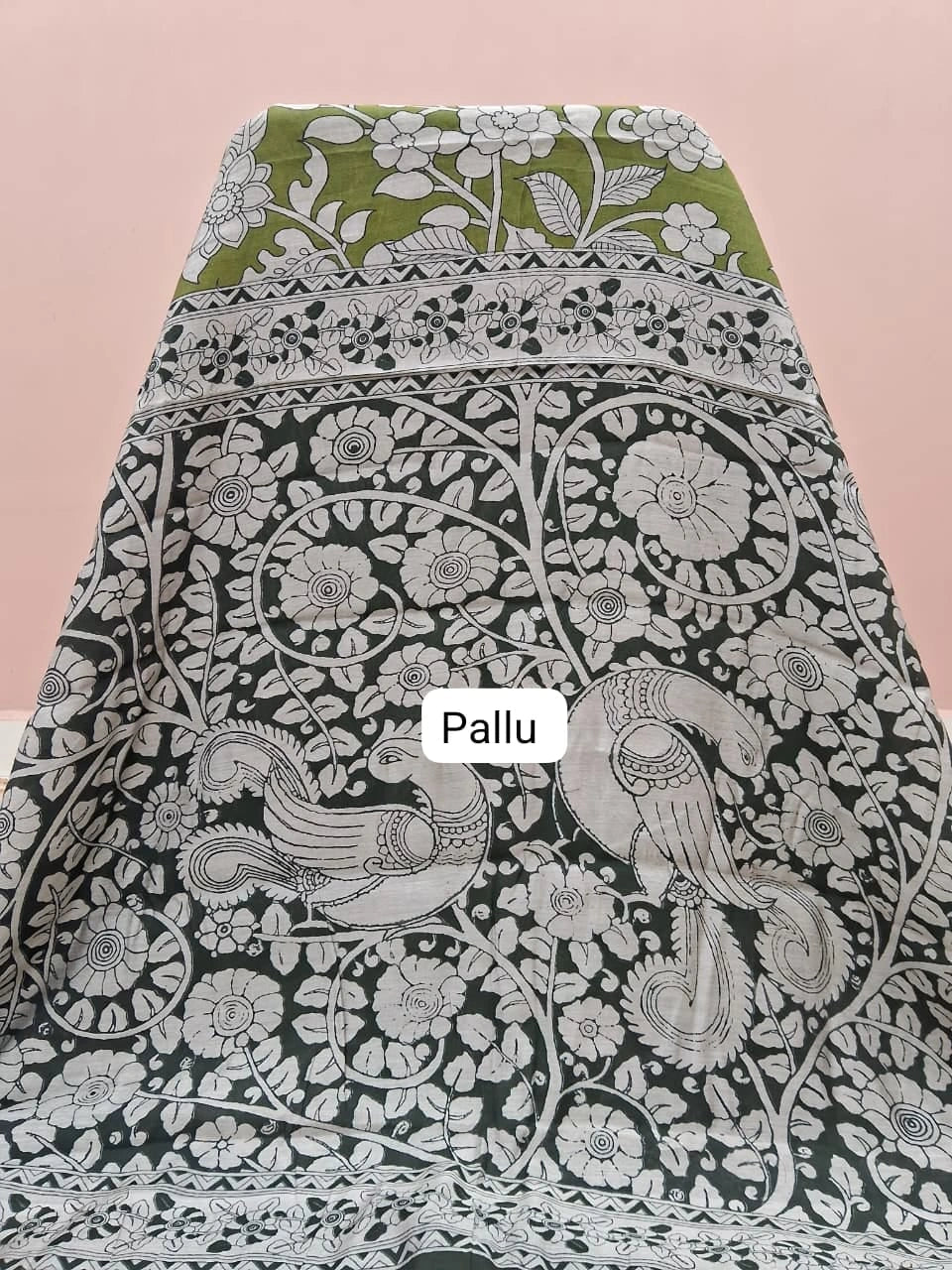 Leaf Green Mysore Silk Saree Pallu