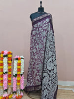 Light Purple Mysore Crepe Silk Saree