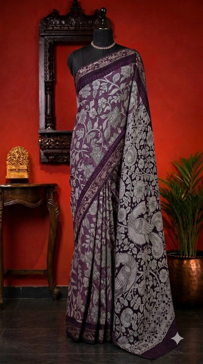 Light Purple Mysore Crepe Silk Saree