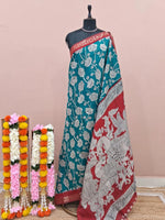 Marine Blue Mysore Crepe Silk Saree 