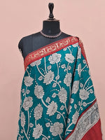Marine Blue Mysore Crepe Silk Saree 1
