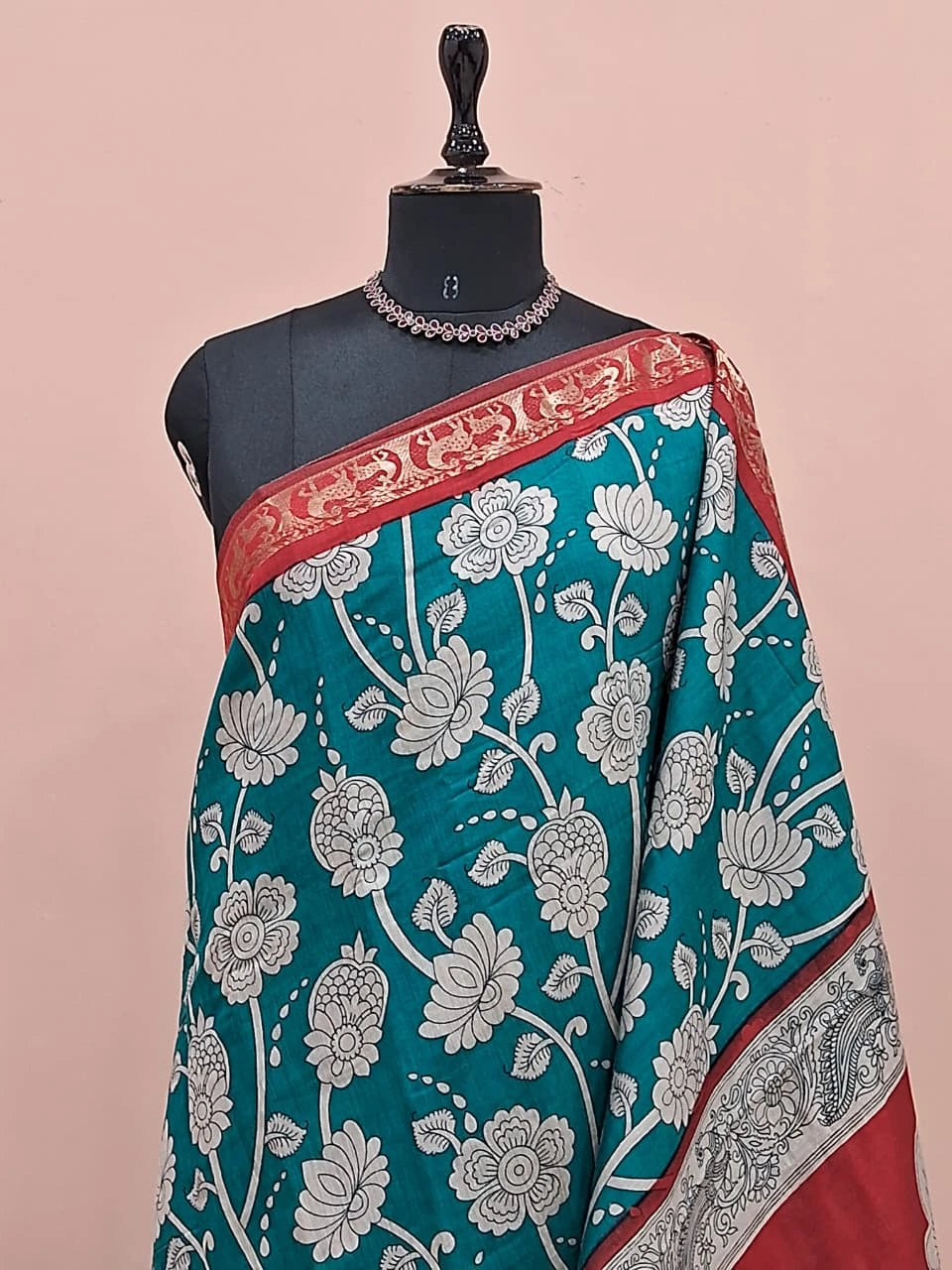 Marine Blue Mysore Crepe Silk Saree 1