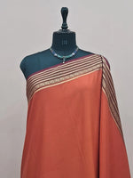 Burnt Orange Mysore Crepe Semi Silk Saree 1