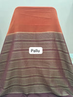 Burnt Orange Mysore Crepe Semi Silk Saree Pallu