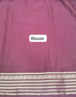 Burnt Orange Mysore Crepe Semi Silk Saree Blouse