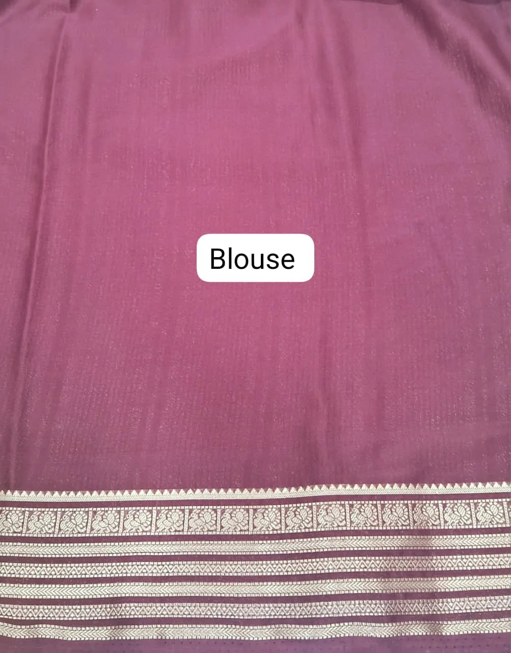 Burnt Orange Mysore Crepe Semi Silk Saree Blouse