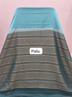 Marine Blue Mysore Crepe Semi Silk Saree pallu
