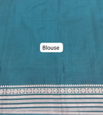 Marine Blue Mysore Crepe Semi Silk Saree blouse