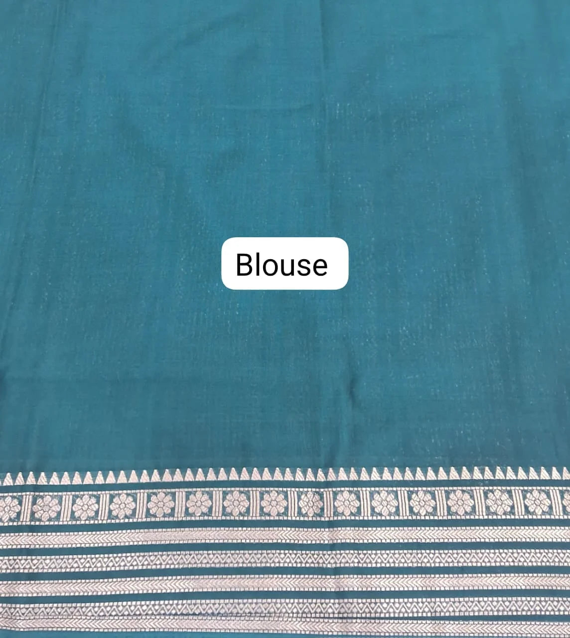 Marine Blue Mysore Crepe Semi Silk Saree blouse
