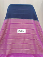 Navy Blue Mysore Crepe Semi Silk Saree Pallu