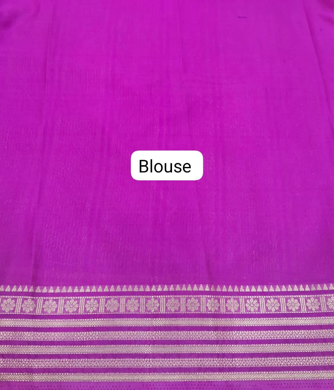 Navy Blue Mysore Crepe Semi Silk Saree Bouse