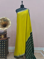 Citron Green Mysore Crepe Semi Silk Saree 