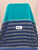 Sky Blue Mysore Crepe Semi Silk Saree pallu