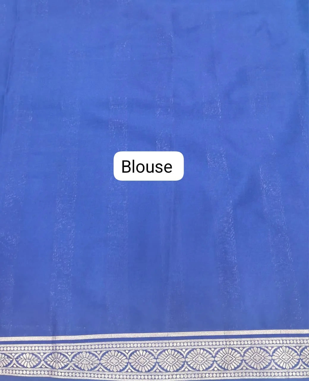 Sky Blue Mysore Crepe Semi Silk Saree blouse