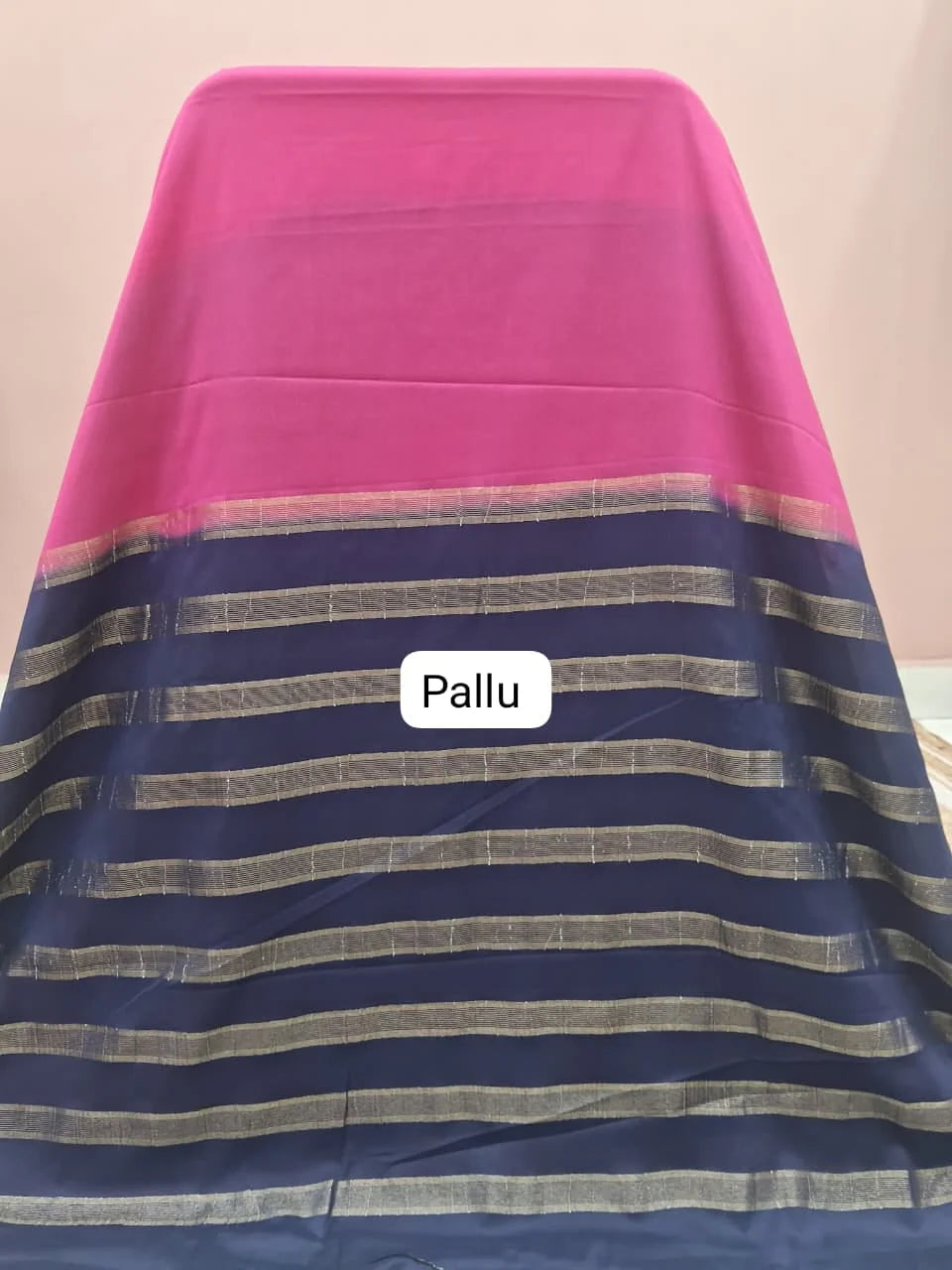 Rani Pink Mysore Crepe Semi Silk Saree pallu