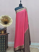 Rose Pink Mysore Crepe Semi Silk Saree