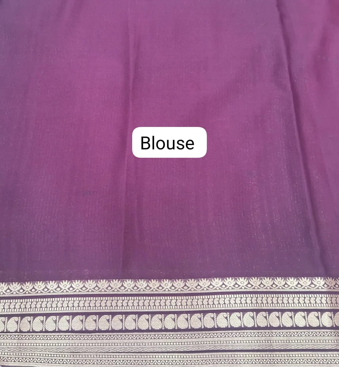 Rose Pink Mysore Crepe Semi Silk Saree Blouse