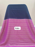 Dark Indigo Blue Mysore Crepe Semi Silk Saree pallu
