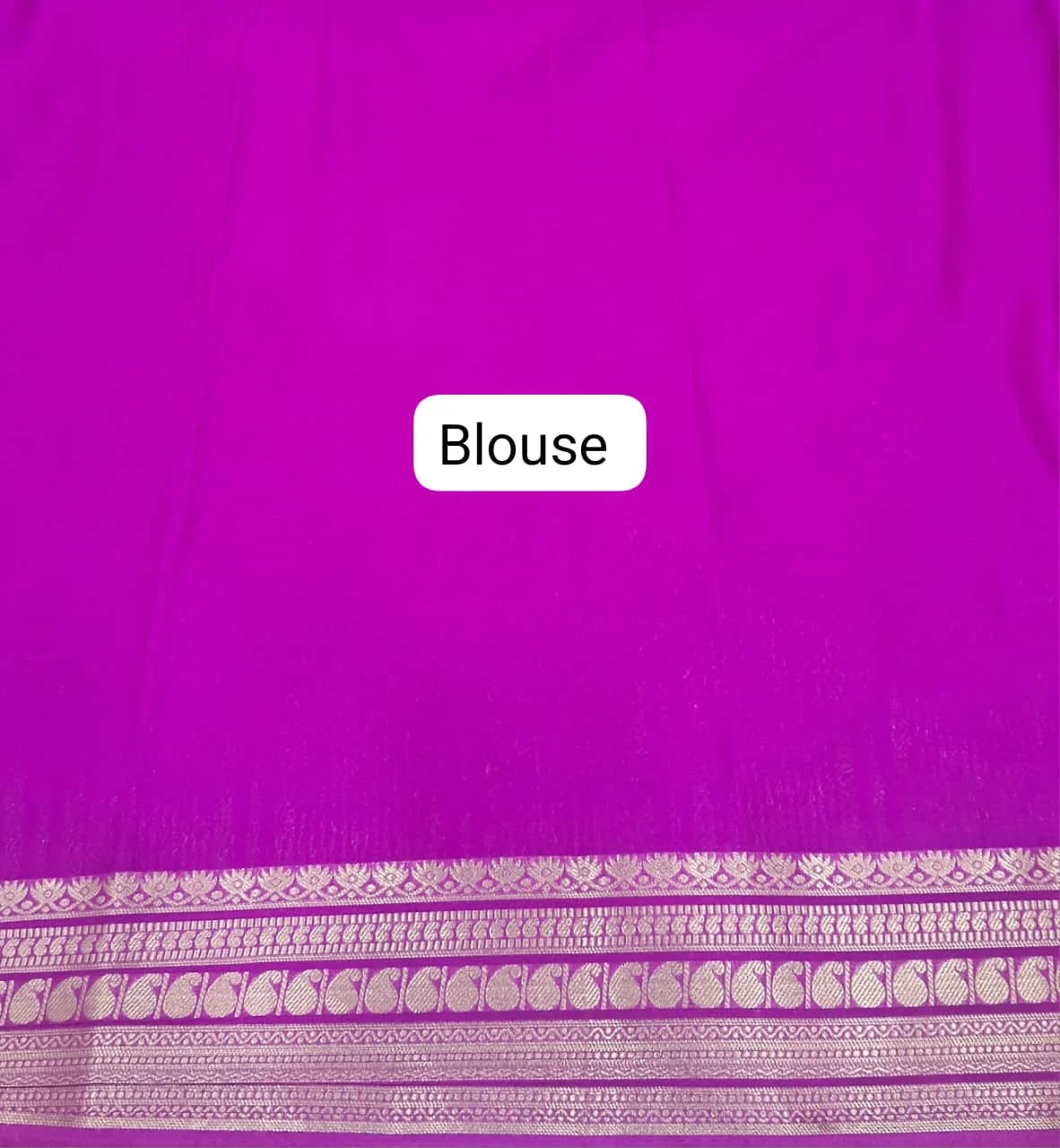 Dark Indigo Blue Mysore Crepe Semi Silk Saree blouse