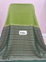Parrot Green Mysore Crepe Semi Silk Saree pallu