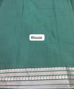 Parrot Green Mysore Crepe Semi Silk Saree blouse