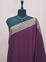Dark Wine Mysore Crepe Semi Silk Saree  1