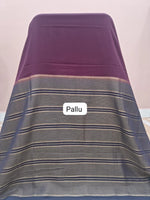 Dark Wine Mysore Crepe Semi Silk Saree  pallu