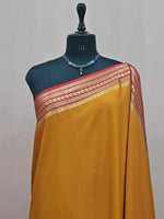 Mango Yellow Mysore Crepe Semi Silk Saree 1