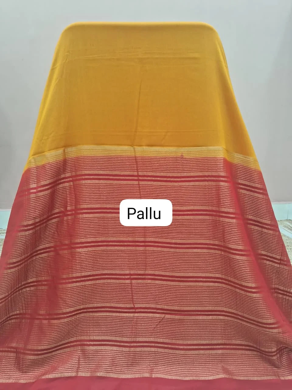Mango Yellow Mysore Crepe Semi Silk Saree Pallu