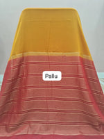 Mango Yellow Mysore Crepe Semi Silk Saree Pallu