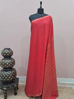 Red Mysore Crepe Semi Silk Saree