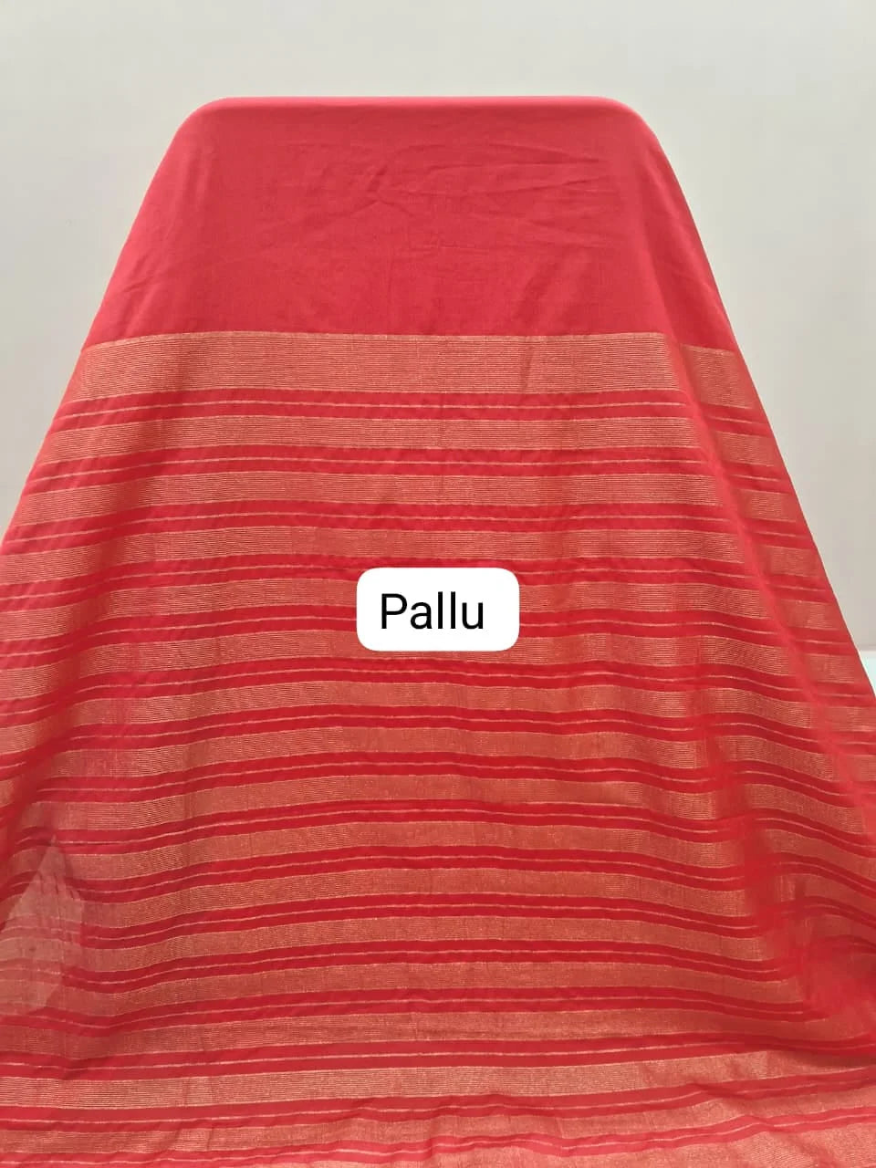 Red Mysore Crepe Semi Silk Saree pallu
