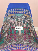 Royal Blue Plain Crepe Silk Saree pallu
