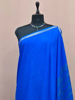 Ocean Blue Mysore Crepe Semi Silk Saree 1