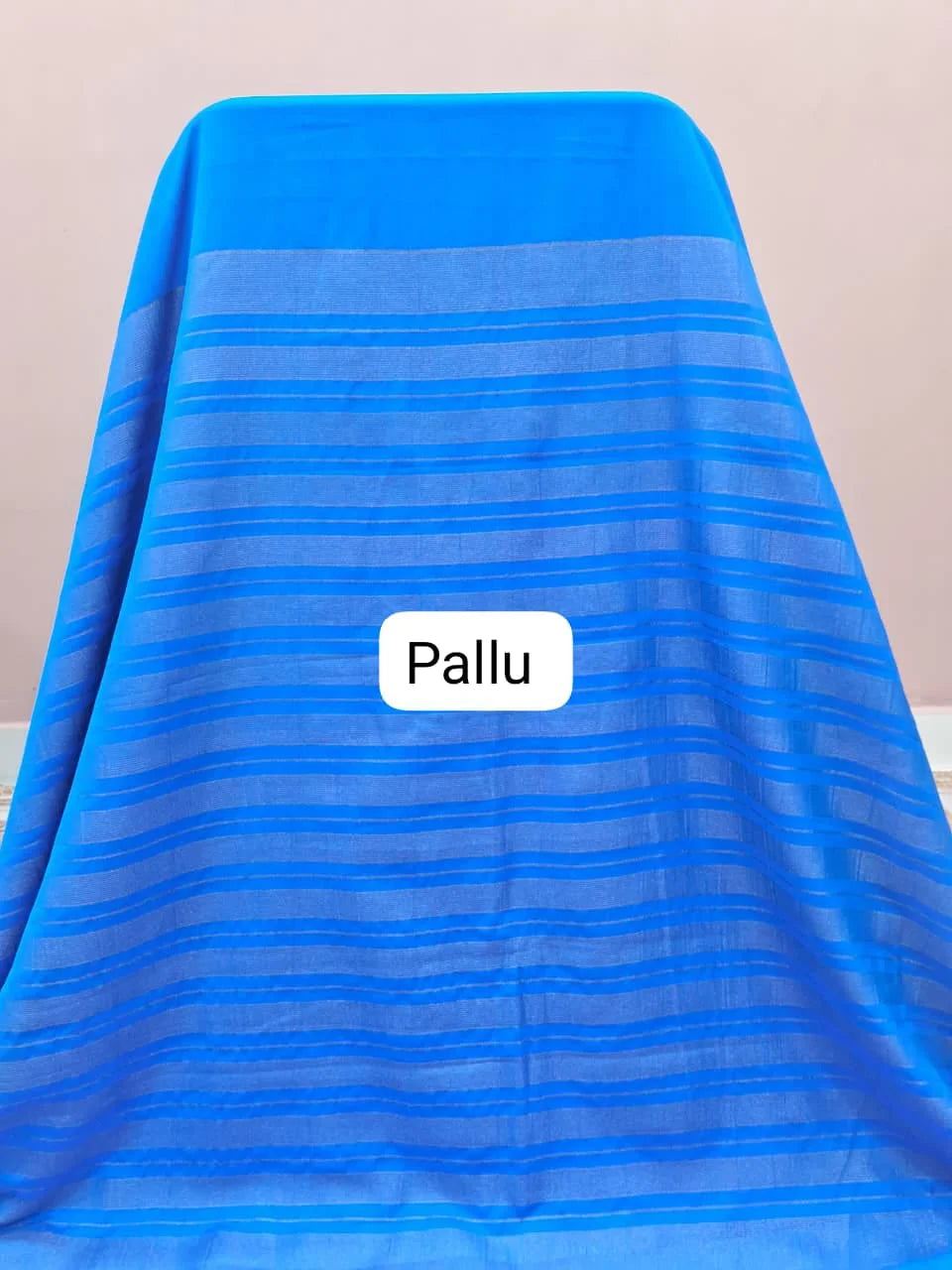 Ocean Blue Mysore Crepe Semi Silk Saree pallu