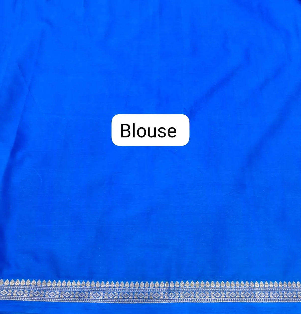 Ocean Blue Mysore Crepe Semi Silk Saree blouse