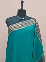Peacock Green Mysore Crepe Silk Saree  1