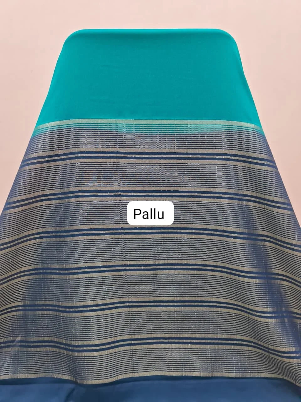 Peacock Green Mysore Crepe Silk Saree  Pallu