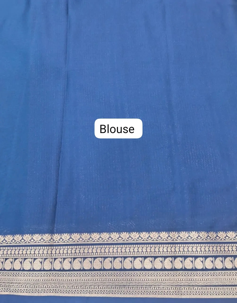 Peacock Green Mysore Crepe Silk Saree  Blouse