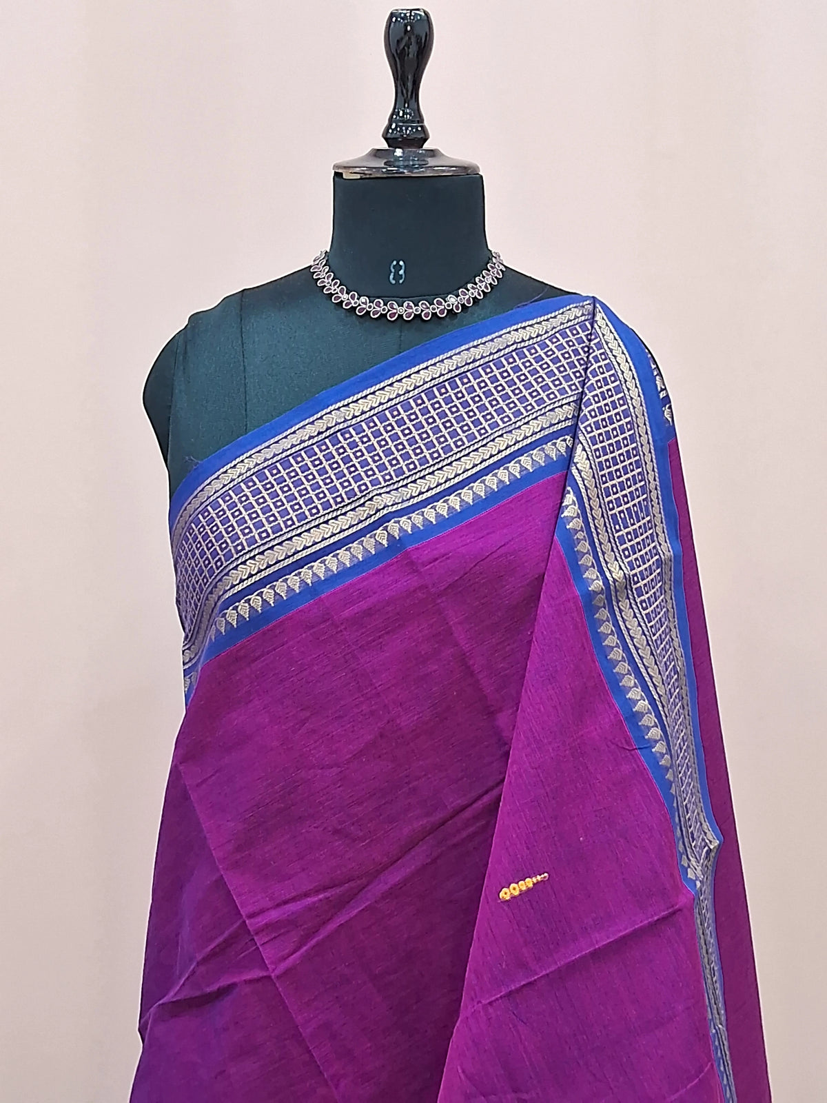 Deep magenta Chettind cotton saree 1